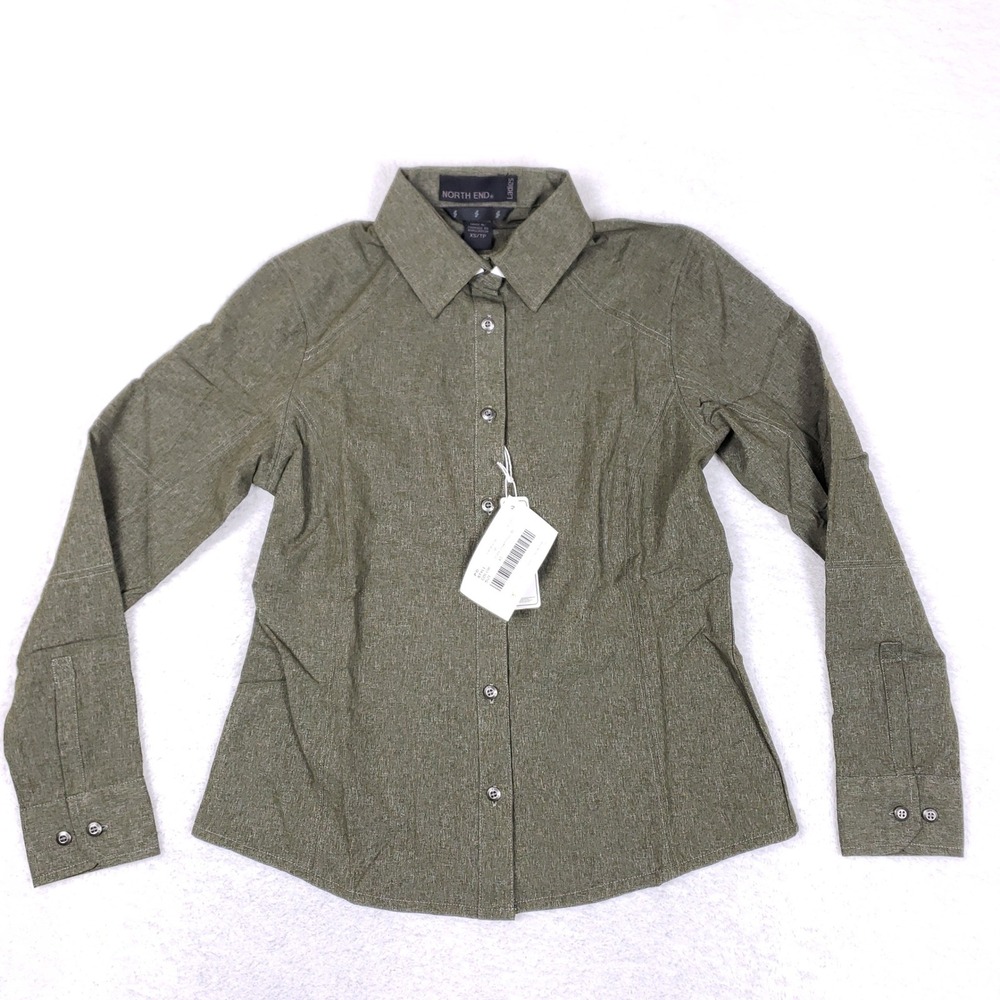 NORTH END Green Button Up Shirt‎ Womens XS Casual Outdoor Top Gorpcore